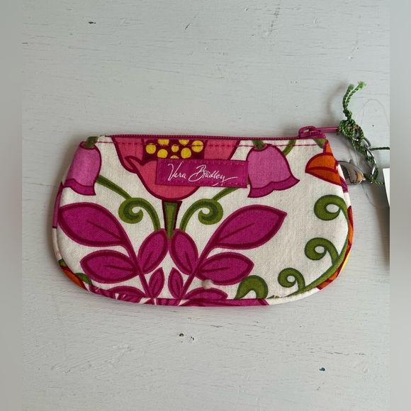 Vera Bradley Lilli Bell Clip Zip ID Pink and Orange Floral Pouch - Picture 5 of 9